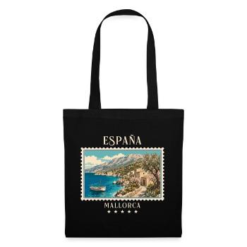 Spanien Mallorca Vintage Reisemarke - Stoffbeutel - Schwarz - Vorne