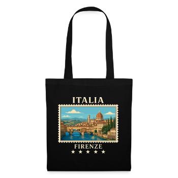 Italien Florenz Vintage Reisemarke - Stoffbeutel - Schwarz - Vorne
