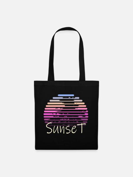 Sonnenuntergangspalmen - Stoffbeutel - Schwarz