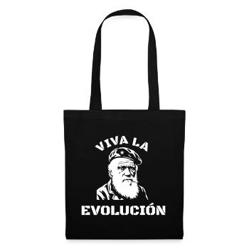 Viva la Evolución Darwin Evolution Spruch - Stoffbeutel - Schwarz - Vorne