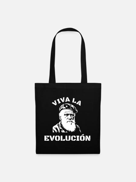 Viva la Evolución Darwin Evolution Spruch - Stoffbeutel - Schwarz