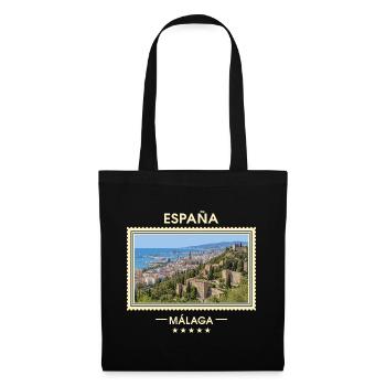 Spanien Málaga Vintage Reisemarke - Stoffbeutel - Schwarz - Vorne