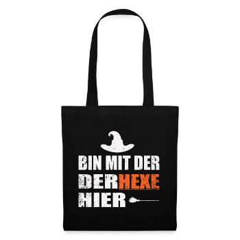 ich bin mit der hexe hier - Stoffbeutel - Schwarz - Vorne