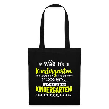Was im Kindergarten passiert... - Stoffbeutel - Schwarz - Vorne