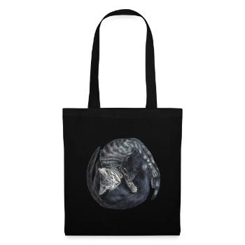 Yin & Yang Katzen - Geschenkidee - Kätzchen - süß - Stoffbeutel - Schwarz - Vorne