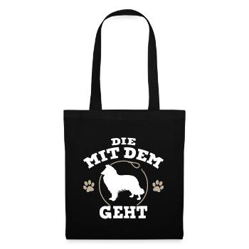 Die mit dem Collie, Langhaarcollie geht - Stoffbeutel - Schwarz - Vorne