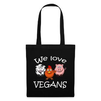 VEGANER LUSTIGE SPRÜCHE ANIMALS LOVE VEGANS GIFT - Stoffbeutel - Schwarz - Vorne