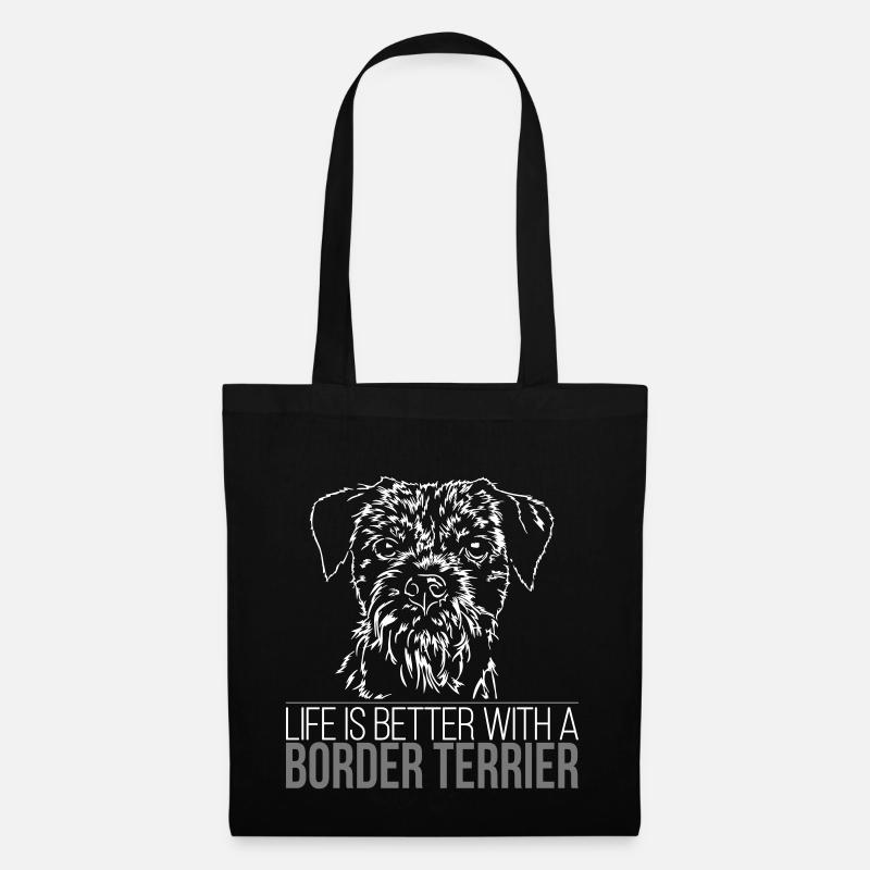 BORDER TERRIER life is better - Stoffbeutel - Schwarz