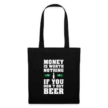 PAROLES DE BIÈRE DRÔLE DE L'ARGENT WORTH BEER RIEN - Sac en tissu - noir - Devant