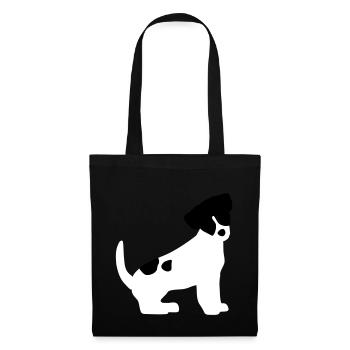 Jack Russel Terrier Vektor sitzt - Stoffbeutel - Schwarz - Vorne