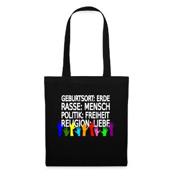 Gegen Rassismus - Stoffbeutel - Schwarz - Vorne