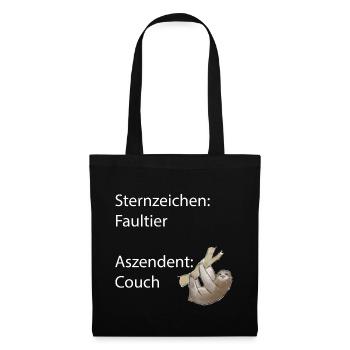 Faultier Sternzeichen Faultier Aszendent Couch - Stoffbeutel - Schwarz - Vorne