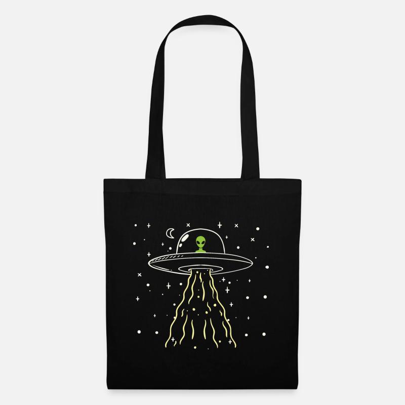 Alien space spaceship - Tote Bag - black