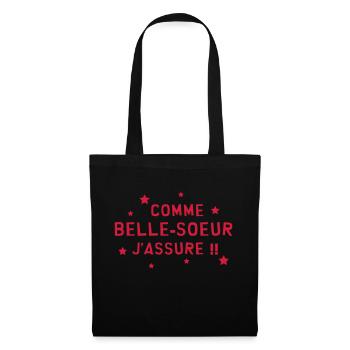 Soeur / Sœur / Sœurette / belle soeur / Frère - Sac en tissu - noir - Devant
