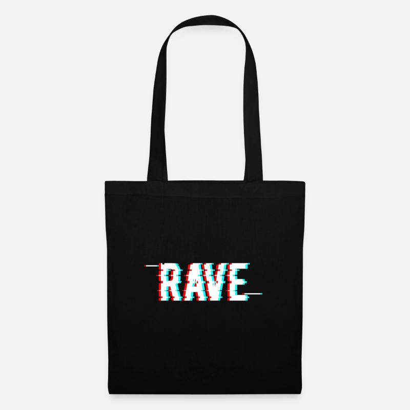 Rave Glitch Hardstyle Festival EDM Techno - Stoffbeutel - Schwarz