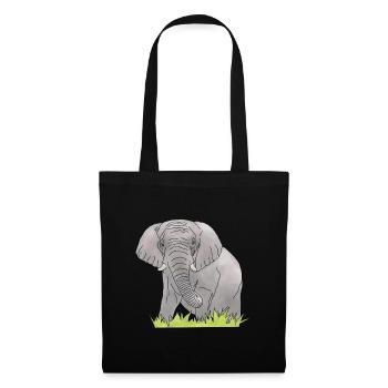 Éléphant - Sac en tissu - noir - Devant