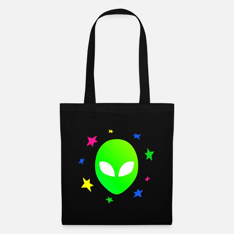 Alien Kopf Sterne Galaxy - Stoffbeutel - Schwarz