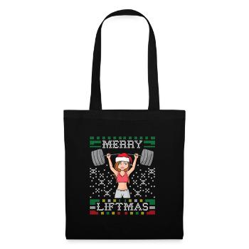 Merry Liftmas Ugly Christmas Sweater Miss Santa Gy - Stoffbeutel - Schwarz - Vorne