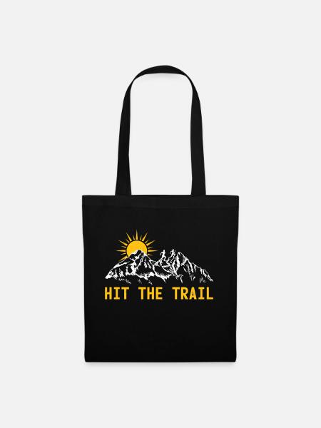 Hit The Trail Laufen Gebirge Berg Jogging Sport - Stoffbeutel - Schwarz