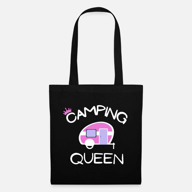 Camping Queen Geschenkidee Geburtstag Freundin - Stoffbeutel - Schwarz