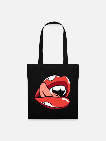 Halloween Bite Lips - Stoffbeutel - Schwarz