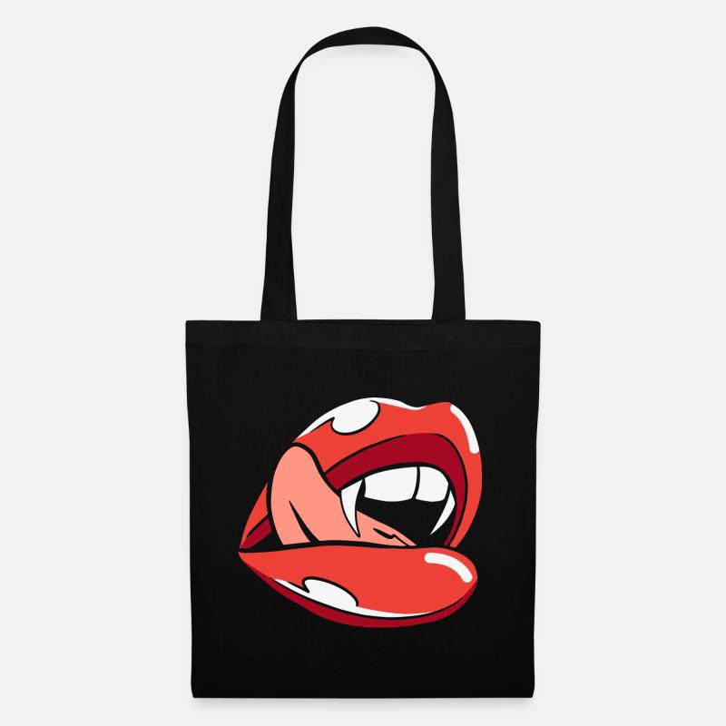 Halloween Bite Lips - Stoffbeutel - Schwarz