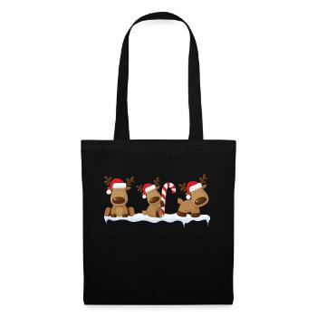 Weihnachtliche Rentiere - Stoffbeutel - Schwarz - Vorne