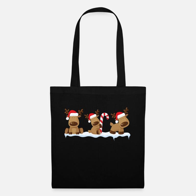 Weihnachtliche Rentiere - Stoffbeutel - Schwarz