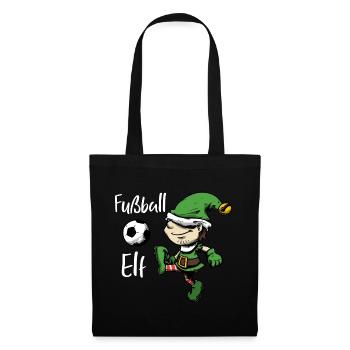 Fußball elf Wichtel Weihnachtself Winter - Stoffbeutel - Schwarz - Vorne