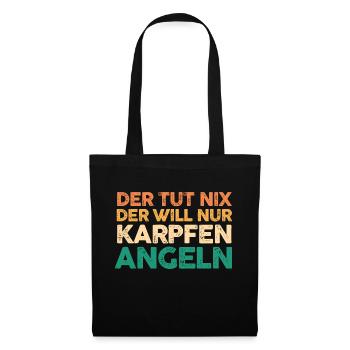 Angeln Angler Karpfen Fischer - Stoffbeutel - Schwarz - Vorne