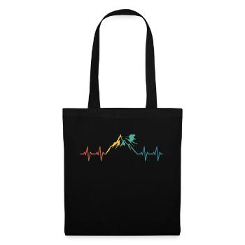 Ski Heartbeat Montagnes Montagnes Hiver - Sac en tissu - noir - Devant