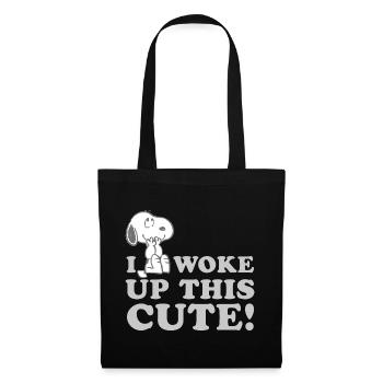 Peanuts Snoopy I Woke Up This Cute Lustiger Spruch - Stoffbeutel - Schwarz - Vorne