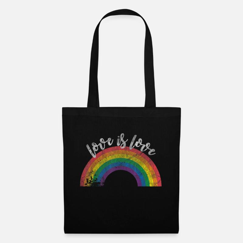 love is love LGBTQ Regenbogen Pride - Stoffbeutel - Schwarz