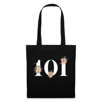 Blumen zum 101-jährigen Jubiläum (Geschenk von 101 Jahren) - Stoffbeutel - Schwarz - Vorne