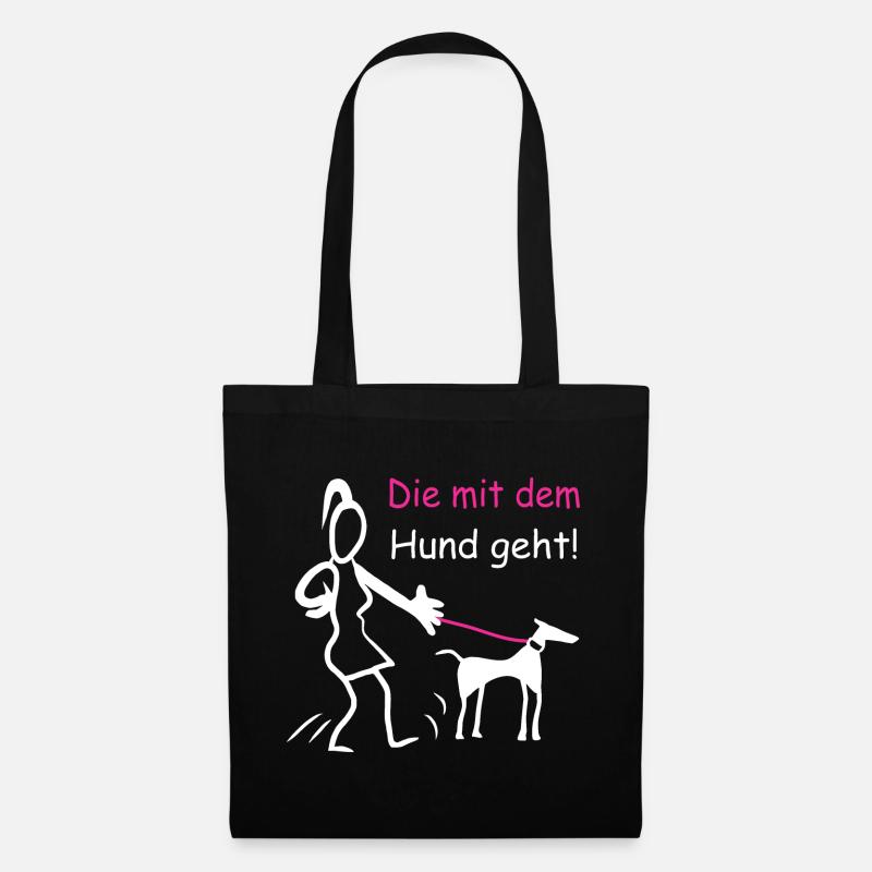 Die mit dem Hund geht ! - Stoffbeutel - Schwarz