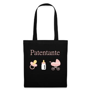Patentante Geburt Mädchen Taufe - Stoffbeutel - Schwarz - Vorne
