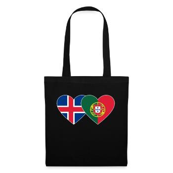 Iceland Portugal Flag Heart - Tote Bag - black - Front