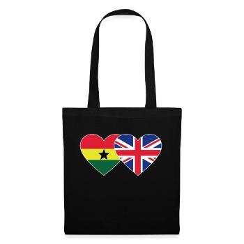 Ghana England Flagge Herz - Stoffbeutel - Schwarz - Vorne