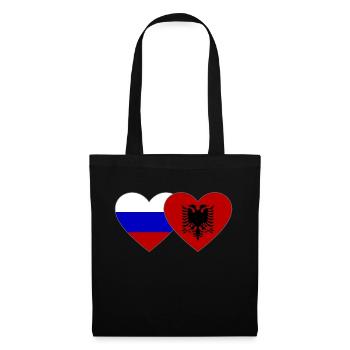 Russland Albanien Flagge Herz - Stoffbeutel - Schwarz - Vorne