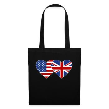USA England Flag Heart - Tote Bag - black - Front