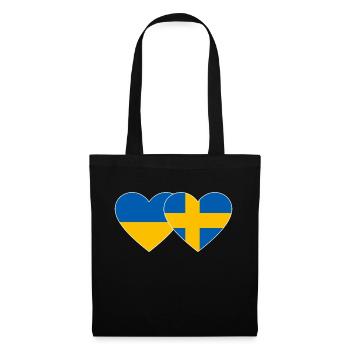 Ukraine Suède Flag Coeur - Sac en tissu - noir - Devant