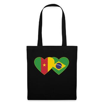 Cameroon Brazil Flag Heart - Tote Bag - black - Front