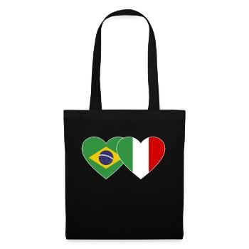 Italie Brésil Drapeau Coeur large - Sac en tissu - noir - Devant