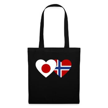 Japon Norvège Flag Coeur - Sac en tissu - noir - Devant