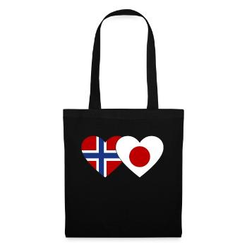 Norvège Japon Flag Coeur - Sac en tissu - noir - Devant