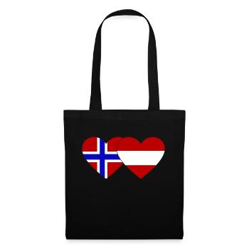 Norway Austria Flag Heart - Tote Bag - black - Front