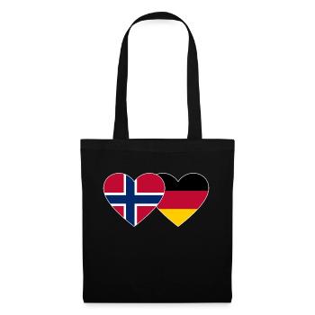 Norwegen Deutschland Flagge Herz - Stoffbeutel - Schwarz - Vorne