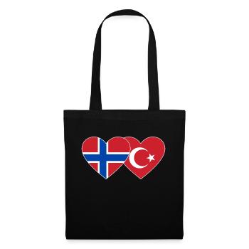 Norway Turkey Flag Heart - Tote Bag - black - Front