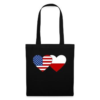 USA Polen Flagge Herz - Stoffbeutel - Schwarz - Vorne