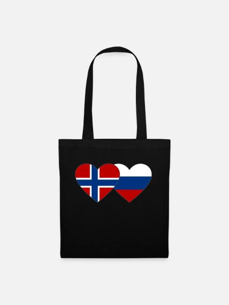 Norwegen Russland Flagge Herz - Stoffbeutel - Schwarz